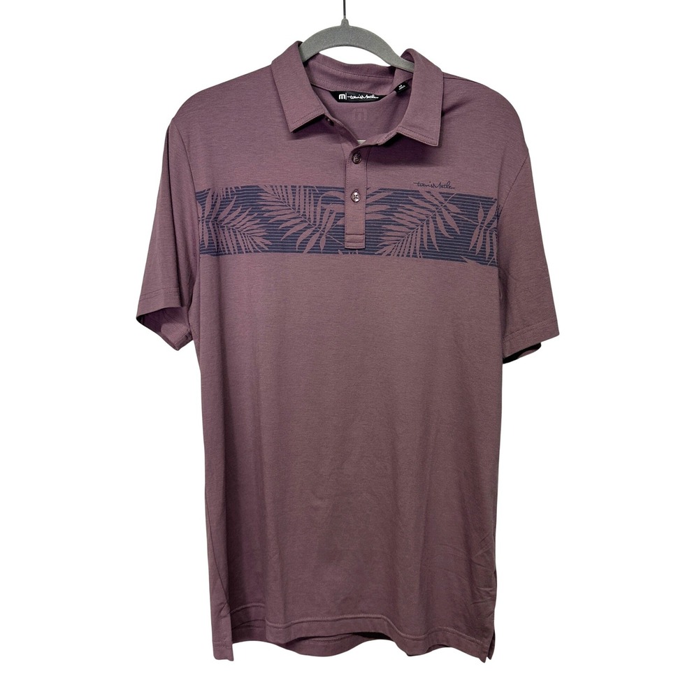 Travis Mathew Mens Localism Golf Polo Palm Leaf Stripe Performance 1MZ287 Medium